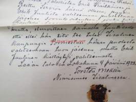 Iisalmi, maa-alaneroitusasian riita - talollinen Erik Juutinen / maanmittausinsinööri J.P. Uotinen - todistajina asessori J.E. Viljomaa - talolliset Erik