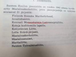 Suomen Huolto ry. - Toimintakertomus vuodelta 1943