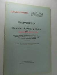 Minimihinnat Haminan, Raahen ja oulun piiri - määrätyt Suomen Sahanomistajayhdistyksen Myyntiosaston hallituksen helmikuun 28 p:nä 1920 tekemän päätöksen