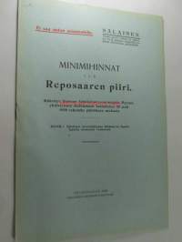 Minimihinnat Reposaaren piiri - määrätyt Suomen Sahanomistajayhdistyksen Myyntiosaston hallituksen helmikuun 28 p:nä 1920 tekemän päätöksen mukaan  - salainen