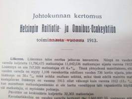 Helsingin Raitiotie- ja omnibusosakeyhtiö 1913 vuosikertomus