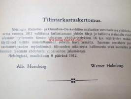 Helsingin Raitiotie- ja omnibusosakeyhtiö 1911 vuosikertomus
