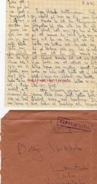 Kenttäpostikuori ja kirje, 3.6.1941. Peiteluku 7811, Lin.P.18