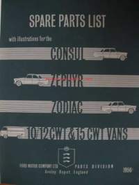 Ford Consul Zephyr Zodiac 10/12 CWT &amp; 15 CWT Vans - Spare parts list