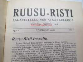 Ruusu-Risti 1928-29 Salatieteellinen aikakauskirja sidottu vuosikerta