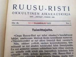 Ruusu-Risti 1922 Okkultinen aikakauskirja sidottu vuosikerta