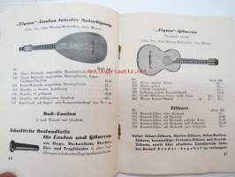 Ernst Ludvig Gütter &quot;ELGMA&quot; Musikinstrumente und Saiten Preis-Liste -soittimenrakennuksen työkaluja, soittimia, tarvikkeita -tuoteluettelo