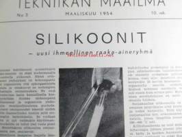 Tekniikan Maailma 1954 nr 3, sis. mm. seur. artikkelit / kuvat / mainokset; Kansikuvassa yliääninopeuskone Douglas X-3, Kopioiminen  valokuvausmenetelmällä,