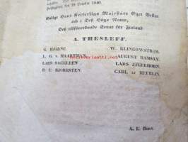 Hans Kejserliga Majestäts Nådiga Kungörelse angående fortfarande af det nådigt beviljade anslaget till hästafwelns förädling i Finland 1840 -kesisarillinen