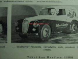 Tekniikan Maailma 1954 nr 12, sis. mm. seur. artikkelit / kuvat / mainokset; Kansikuvassa rikostutkimuskeskuksen projektiomikroskooppi, Hälytyslaite luotettava