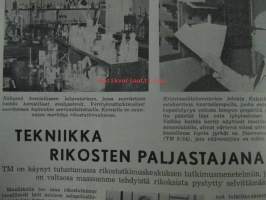 Tekniikan Maailma 1954 nr 12, sis. mm. seur. artikkelit / kuvat / mainokset; Kansikuvassa rikostutkimuskeskuksen projektiomikroskooppi, Hälytyslaite luotettava