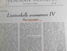 Tekniikan Maailma 1954 nr 9, sis. mm. seur. artikkelit / kuvat / mainokset; Kannessa Pariisin Orly lentoaseman tutka-antennia, Tulilintu - 1. amerikkalainen