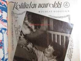 Kotilieden neuvokki Juhlat kodissa 1950 nr 4, sis. mm. seur. artikkelit / kuvat / mainokset; Juhlien suunnittelua ja valmisteluja, Työnjakoa, Aterian suunnittelua,