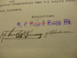 Oy C. Trapp ja K:ni jälk Turku laskulomake 19.8.1924