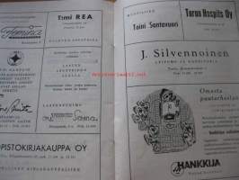 Turun Naislaulajat 10-konsertti 13.11.1954 klo 19,00 -  ohjelma esite