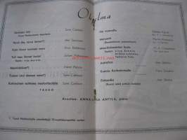 Turun Naislaulajat 10-konsertti 13.11.1954 klo 19,00 -  ohjelma esite