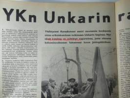 Viikko Sanomat 1957 nr 28, sis. mm. seur. artikkelit / kuvat / mainokset; Kansikuvitus Marjatta Rikala Olavinlinnassa, Säynätsalossa vihittiin professori