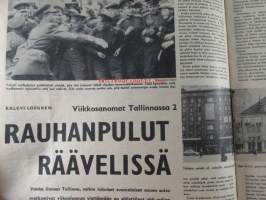 Viikko Sanomat 1957 nr 28, sis. mm. seur. artikkelit / kuvat / mainokset; Kansikuvitus Marjatta Rikala Olavinlinnassa, Säynätsalossa vihittiin professori