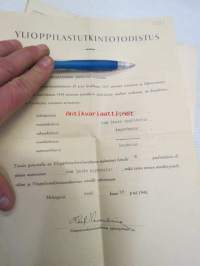 T.K.S. Turun Yliopisto opintokirja nr 2327 + todistukset