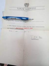 T.K.S. Turun Yliopisto opintokirja nr 2327 + todistukset