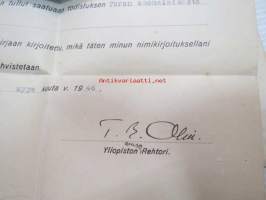 T.K.S. Turun Yliopisto opintokirja nr 2327 + todistukset