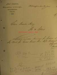 Axel Schalien Manufaktur &amp; Trikotaffär affärsblankett 25.6.1890