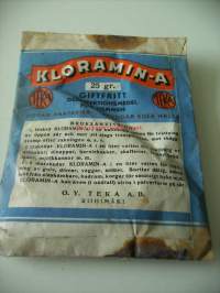 Kloramin -A myrkytön kotien desinfektioaine -  avaamaton täysi tuotepakkaus  13x9x1 cm