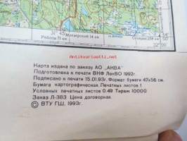 Kostomuksa - Kostamus 1:200 000 -venäläinen kartta v. 1993