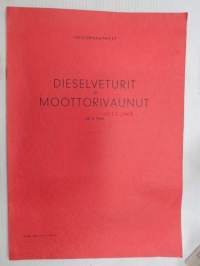 Dieselveturit ja moottorivaunut 30.4.1962 -Valtionrautateitten vetokaluston luettelotiedot, sarjanumerot, valmistajat, tekniset tiedot, huomautukset ym.