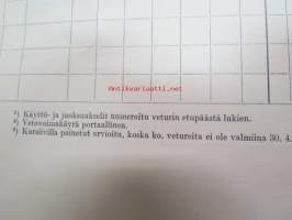 Dieselveturit ja moottorivaunut 30.4.1962 -Valtionrautateitten vetokaluston luettelotiedot, sarjanumerot, valmistajat, tekniset tiedot, huomautukset ym.