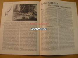 Kotiliesi 1932 nr 17 (kansi Martta Wendelin ) Syyskuu 1932. Artikkeli ja kuvia  pohjoismaisista rakennuspäivistä : Alvar Aallon tuolimalli &quot;pehmeä puutuoli&quot;.