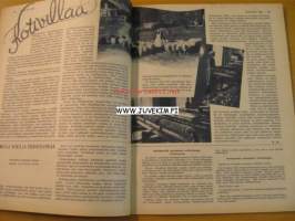 Kotiliesi 1938 nr 5 maaliskuu  kansi Martta Wendelin (kansikuvassa kudotaan mattoa) Hieno, värillinen Kieku ja Kaiku -sarjakuva. Aurora Karamzine.