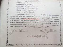 Termins-Betyg - Efter skedd öfverläggning haffa härvarande Fruntimmers-Skolas Lärarinnor och Lärare förklarat eleven... Olga Maria Helin...Åbo den 14de