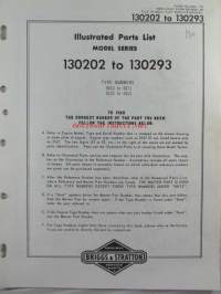 Briggs &amp; Stratton Illustrated Parts List model series 130202 to 130293 Type numbers 0010 to 0071 / 0110 0311 - Varaosaluettelo
