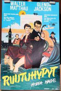 Elokuvajuliste - Ruutuhypyt /Walter Matthau, Glenda Jackson.  Maailman vaarallisin mies. Seikkailu, komedia.