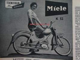 Tekniikan maailma 1958 nr 6, sis. mm. seur. artikkelit / kuvat / mainokset; Nyt aloitamme kaitafilmauksen, Koeajossa Miele K 52, Koekuvauksessa Baldessa,