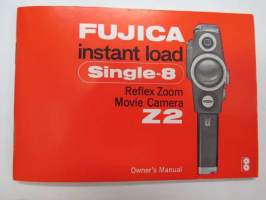 Fujica instant load Single-8 Reflex Zoom Movie Camera Z2 Owner´s manual -käyttöohjekirja englanniksi