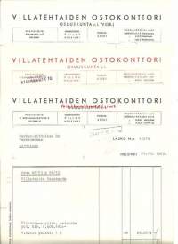 Villatehtaitten Ostokonttori Osuuskunta  -   firmalomake 1953,  3 eril