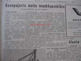 Maaseudun Koneviesti 1955 / 13 . 12.7 .1955 sis mm,Teho-Esaviljankuivaaja.Hevosvetoisen haran asentaminen Valmet-traktorin akselivälille.Valitse oikea