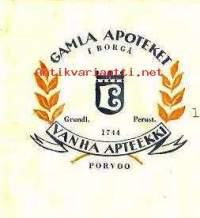 Gamla Apoteket, Borgå  - resepti signatuuri  apteekkipussi 1968
