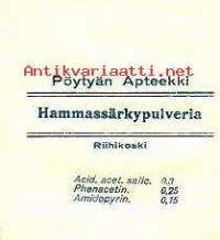 Pöytyän Apteekki, Pöytyä - apteekkipussi Hammassärkypulveria