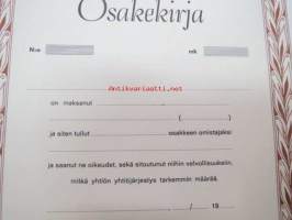 Osakekirja - blanko - käyttämätön 6 kpl