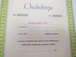 Osakekirja - blanko - käyttämätön 1 kpl