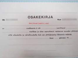 Osakekirja - blanko - käyttämätön 19 kpl