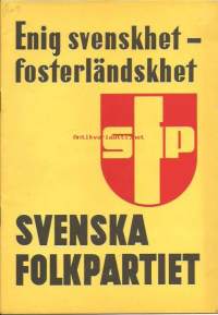Rösta med Svenska Folkpartiet 7-8 mars - vaalimainos  12 sivua 1954