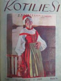 Kotiliesi sidottu vuosikerta 1929 Kansikuvituksia aikansa taitelijoilta mm. Maria Wiik, Viktor Westerholm, Santeri Salokivi ym. - Suomen kotitalousväen lehti