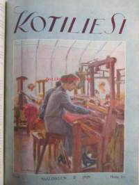 Kotiliesi sidottu vuosikerta 1929 Kansikuvituksia aikansa taitelijoilta mm. Maria Wiik, Viktor Westerholm, Santeri Salokivi ym. - Suomen kotitalousväen lehti