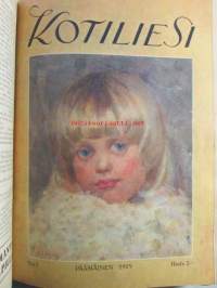 Kotiliesi sidottu vuosikerta 1929 Kansikuvituksia aikansa taitelijoilta mm. Maria Wiik, Viktor Westerholm, Santeri Salokivi ym. - Suomen kotitalousväen lehti