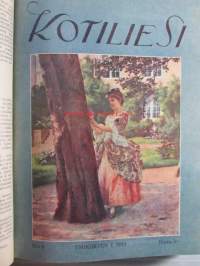 Kotiliesi sidottu vuosikerta 1929 Kansikuvituksia aikansa taitelijoilta mm. Maria Wiik, Viktor Westerholm, Santeri Salokivi ym. - Suomen kotitalousväen lehti