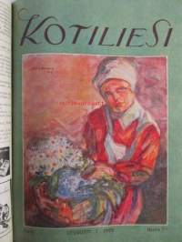 Kotiliesi sidottu vuosikerta 1929 Kansikuvituksia aikansa taitelijoilta mm. Maria Wiik, Viktor Westerholm, Santeri Salokivi ym. - Suomen kotitalousväen lehti